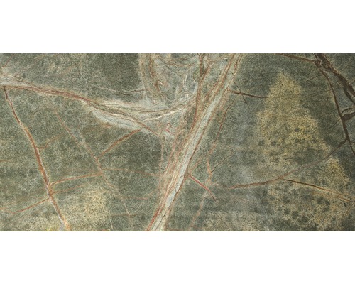 Echte steenmarmer SlateLite, flinterdun 1,5 mm, Regenwoudgroen, 61x122 cm