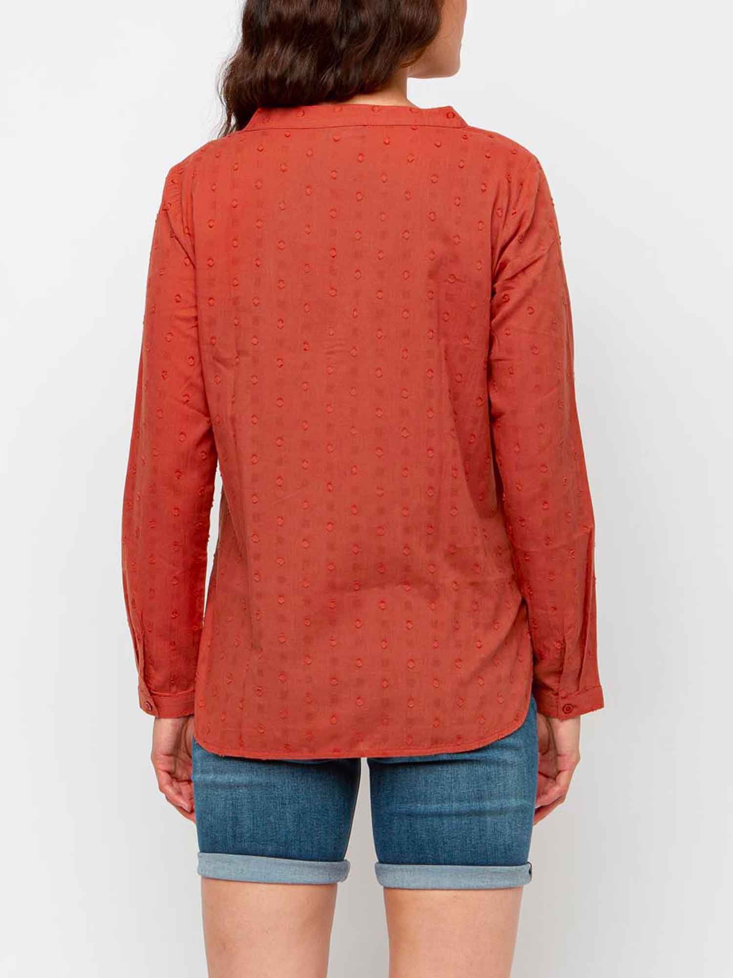 Blouse Femme Manches Longues Coton Léger Terracotta