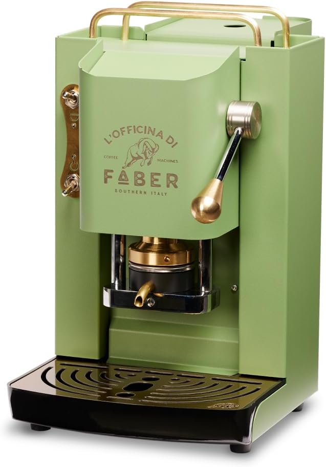 FABER COFFEE MACHINES | Modèle Pro Total Inox Deluxe | Machine à café à dosettes ese 44mm | Pressacialda en laiton réglable | électrovanne de série (laiton)
