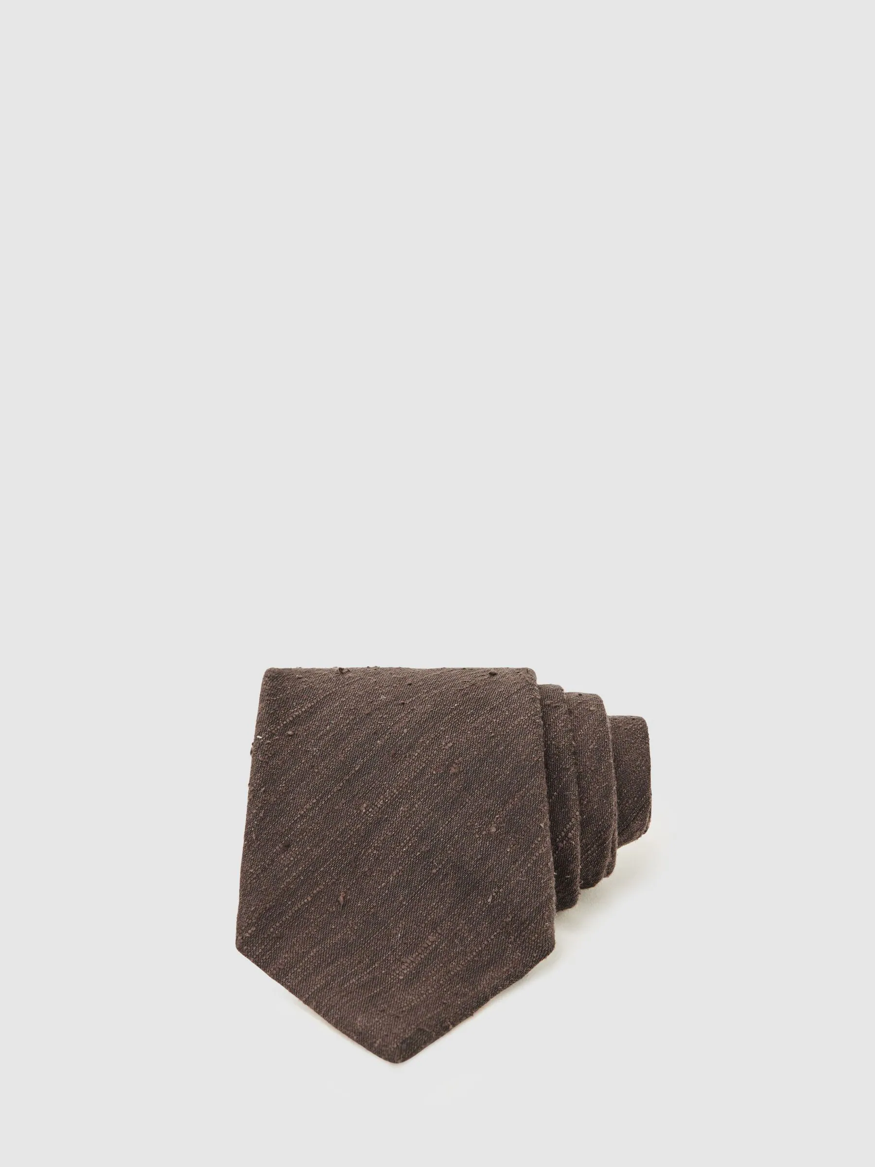 Chocoladebruin - Reiss Falco - Zijden Blend met textuur