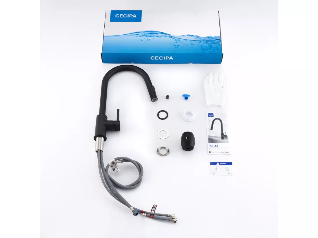 Cecipa max Robinet de Cuisine Extractibl Noir Mitigeur Cuisine avec Douchette Extractible Mitigeur Cuisine d'Évier 2 Modes de Sortie D'eau,EU Modèle