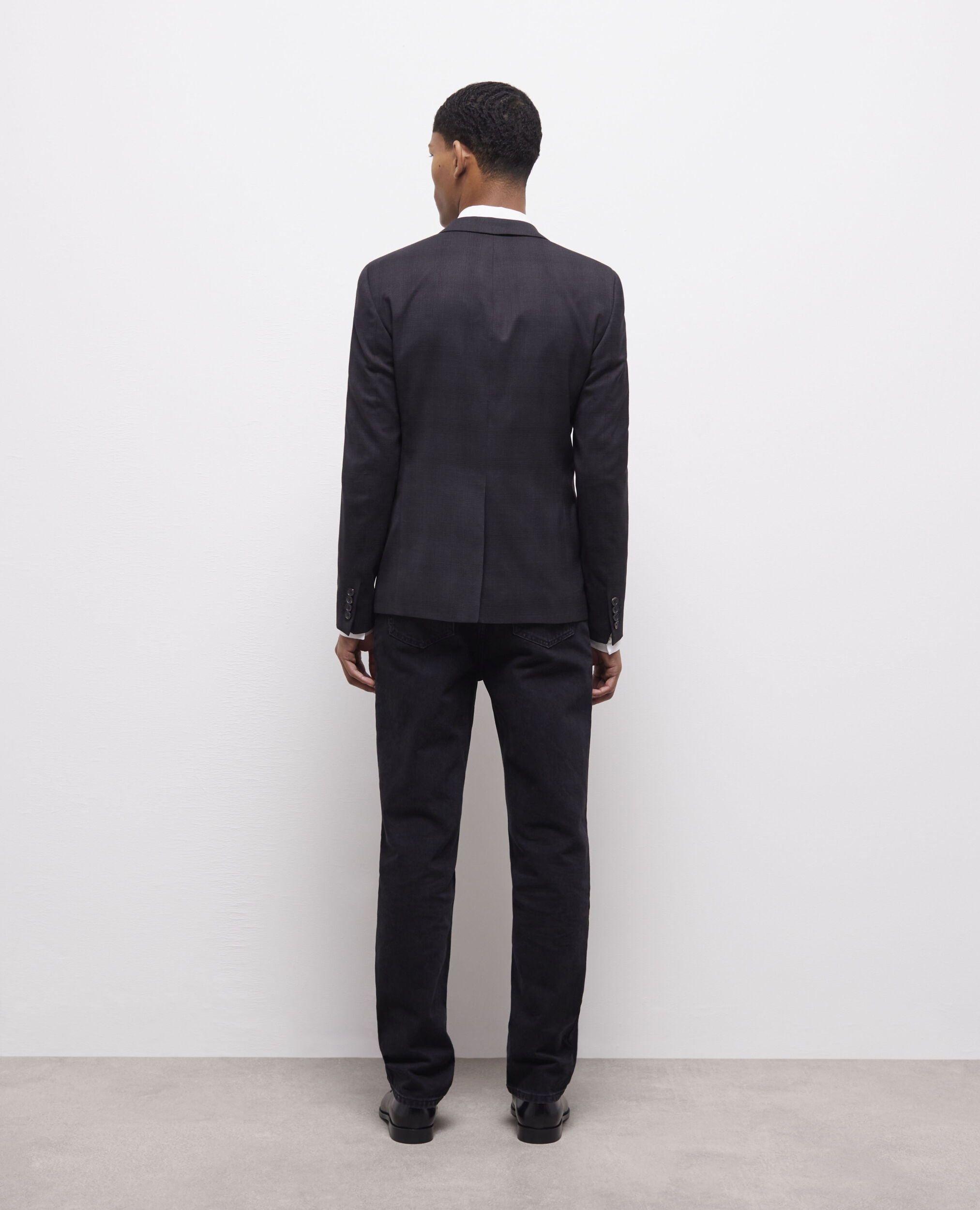 Veste de costume en laine à motifs noire