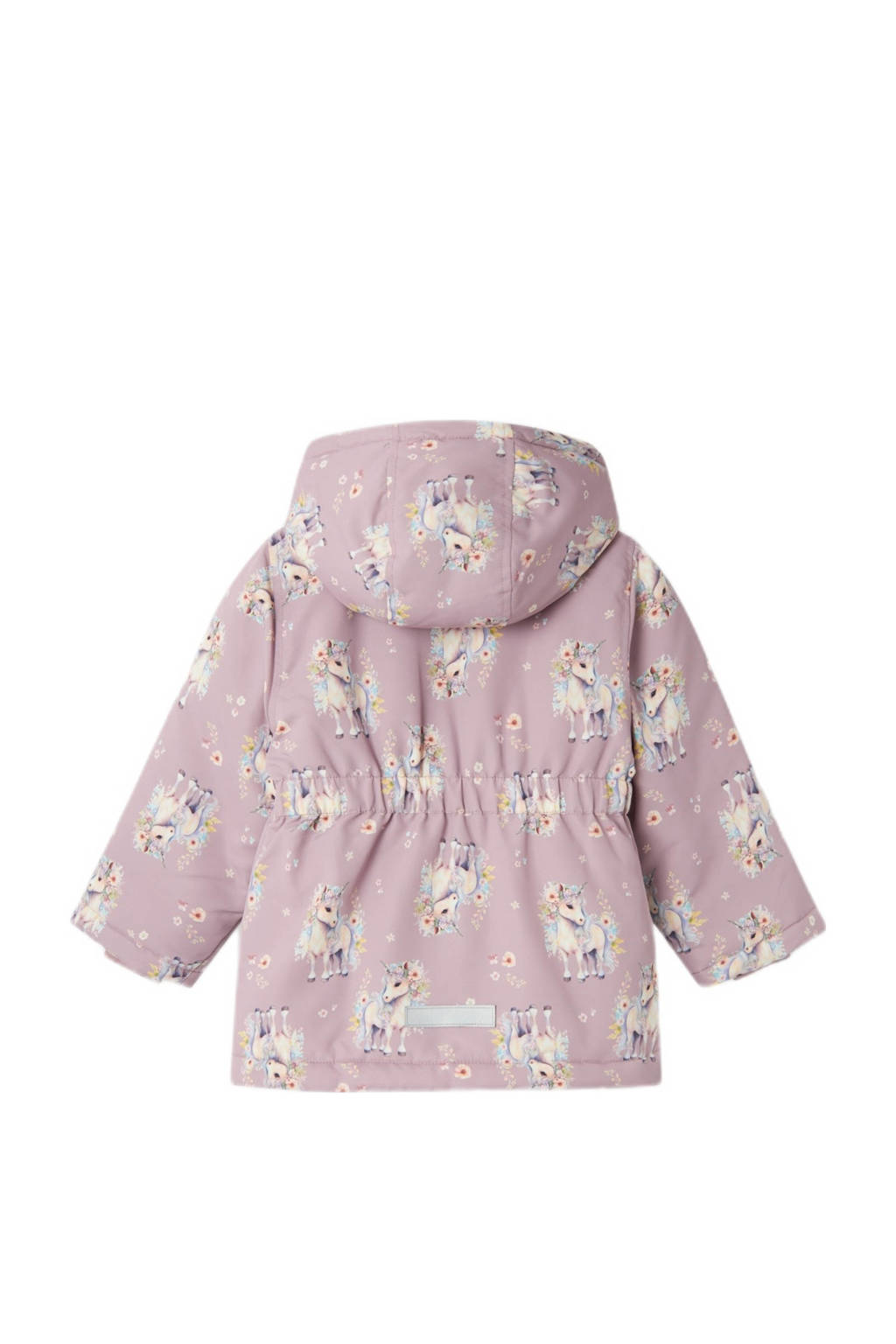 NAME IT winterjas NMFMAXI met all over print mauve/ecru unicorn