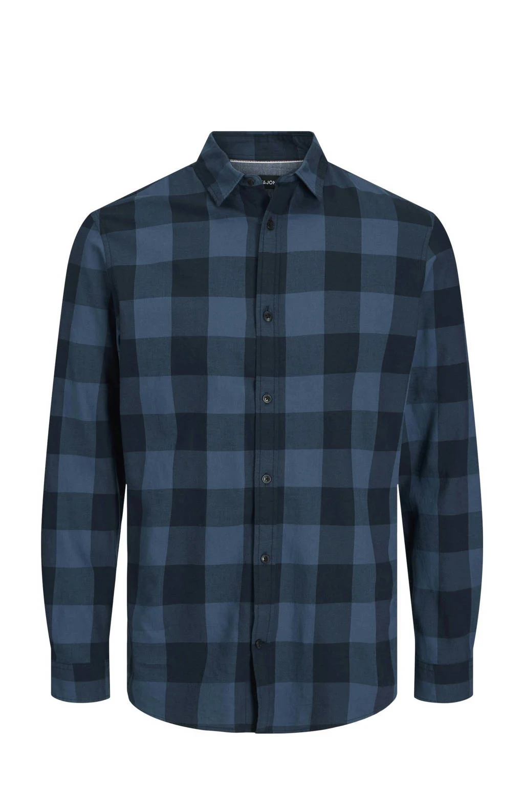 JACK & JONES geruit overhemd JJEGINGHAM donkerblauw/zwart