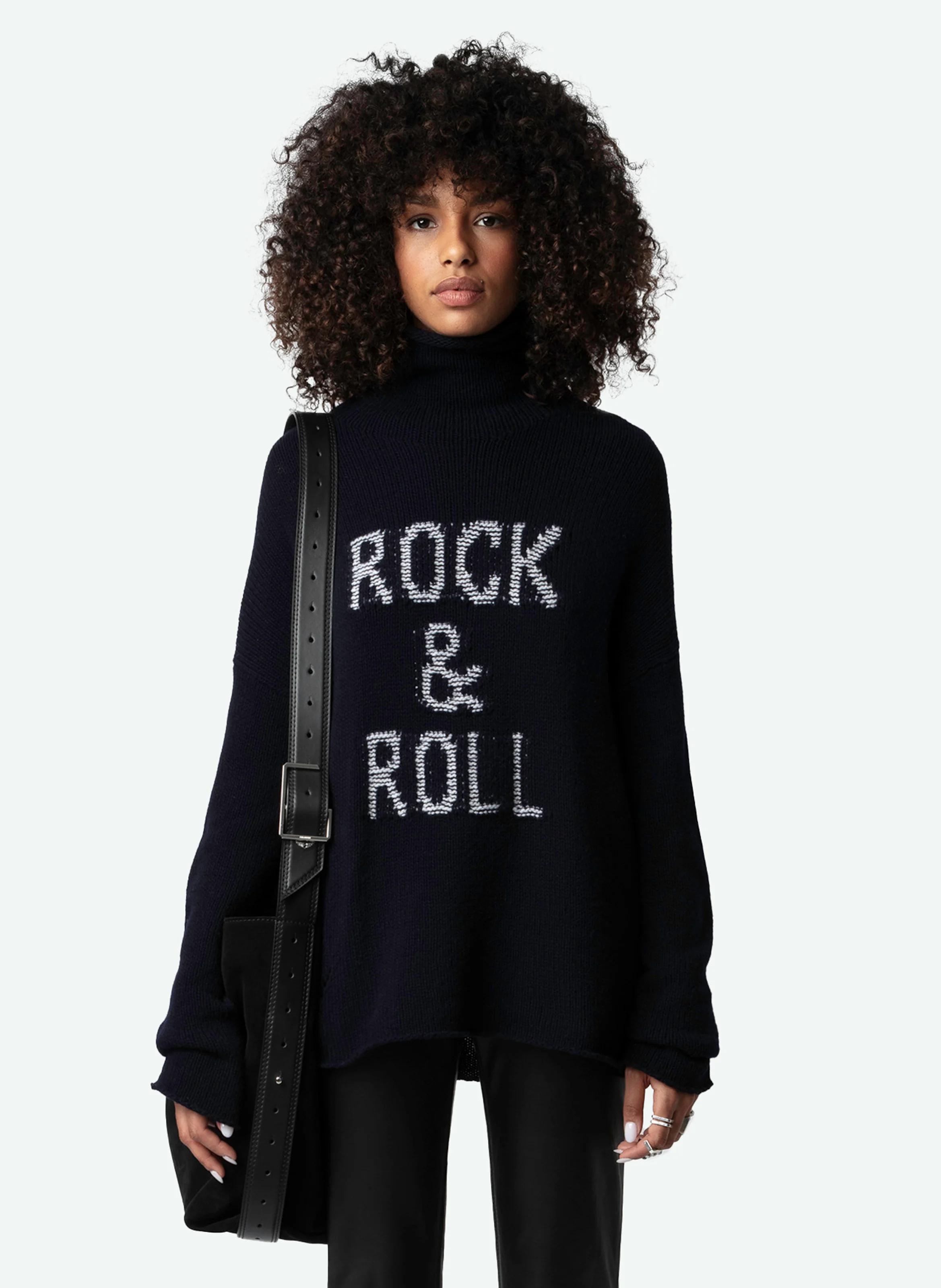ALMY - Pull ample long en laine mérinos | Bleu