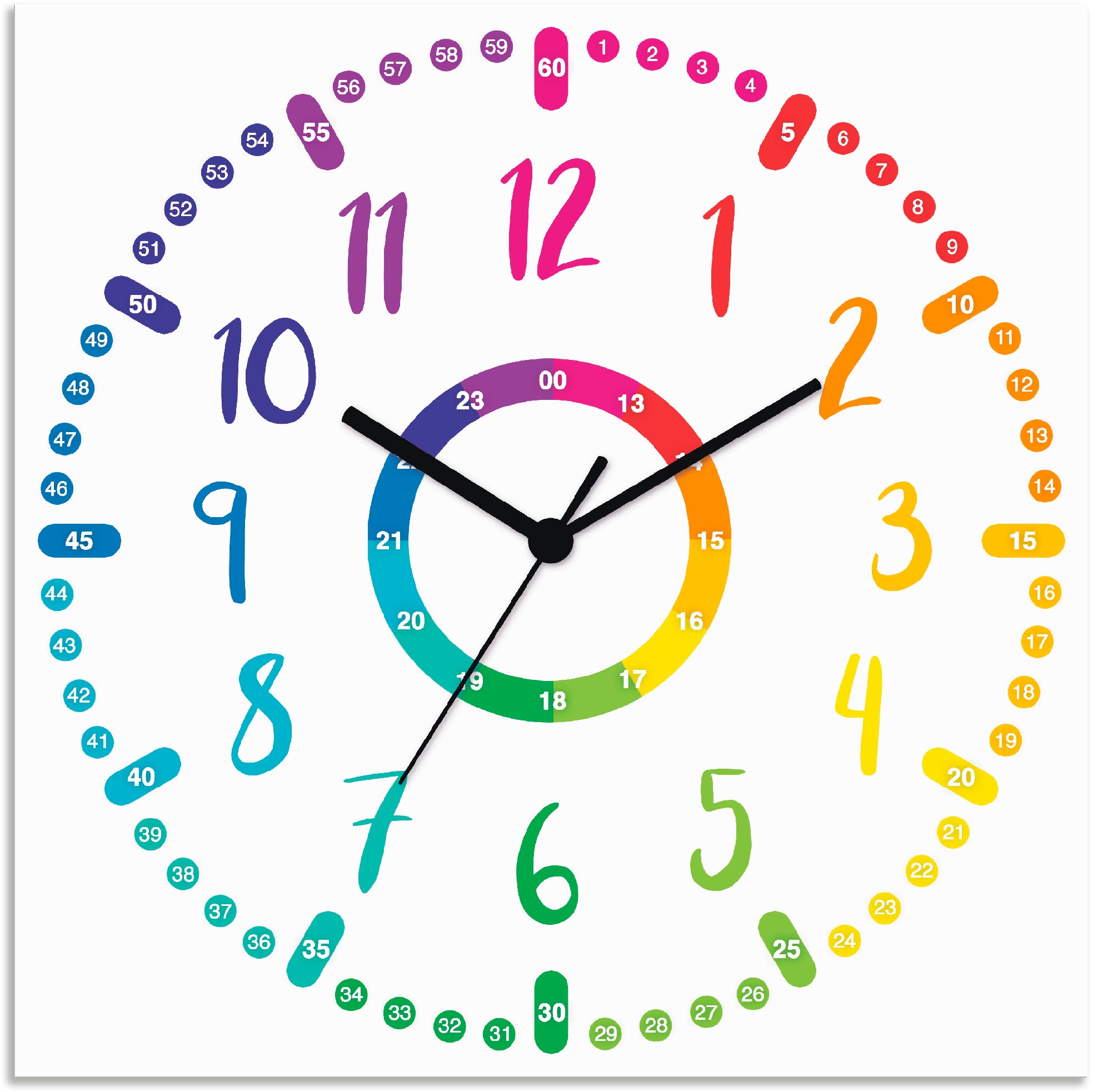 Artland Wanduhr »Kinderuhr - bunt« wahlweise mit  Quarz- oder Funkuhrwerk, lautlos ohne Tickgeräusche