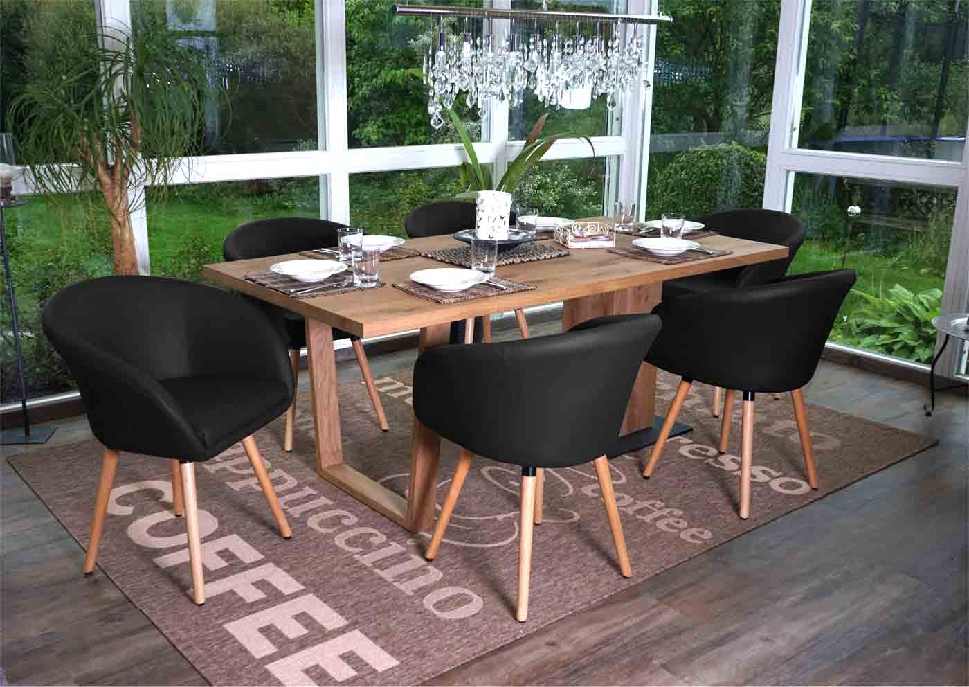 Esszimmerstuhl Vaasa T633, Stuhl Küchenstuhl, Retro 50er Jahre Design ~ Kunstleder, schwarz