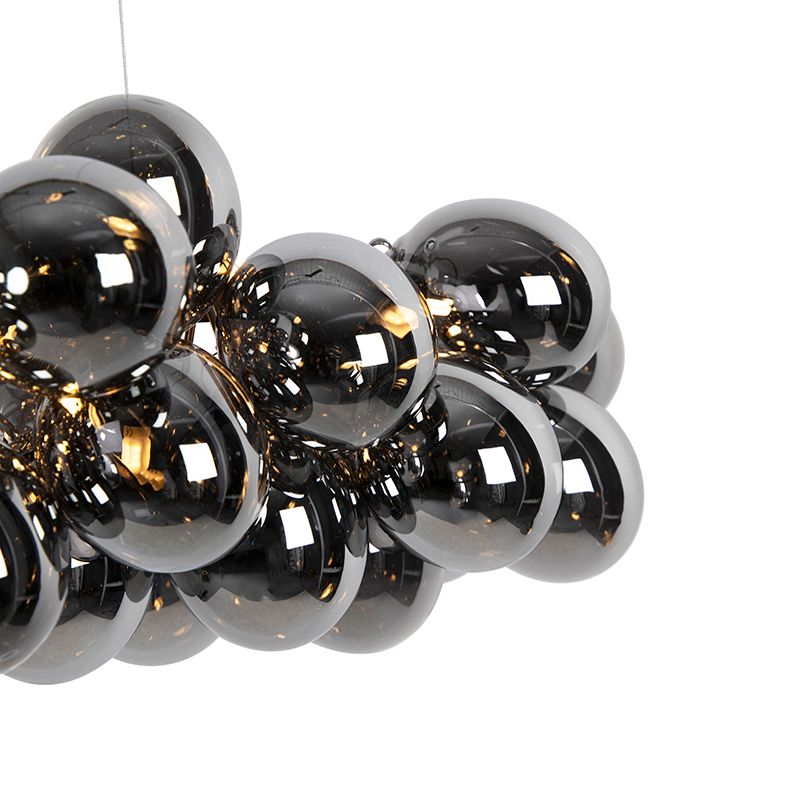 Smart hanglamp zwart met smoke glas 8-lichts incl. 8 Wifi G9 - Uvas