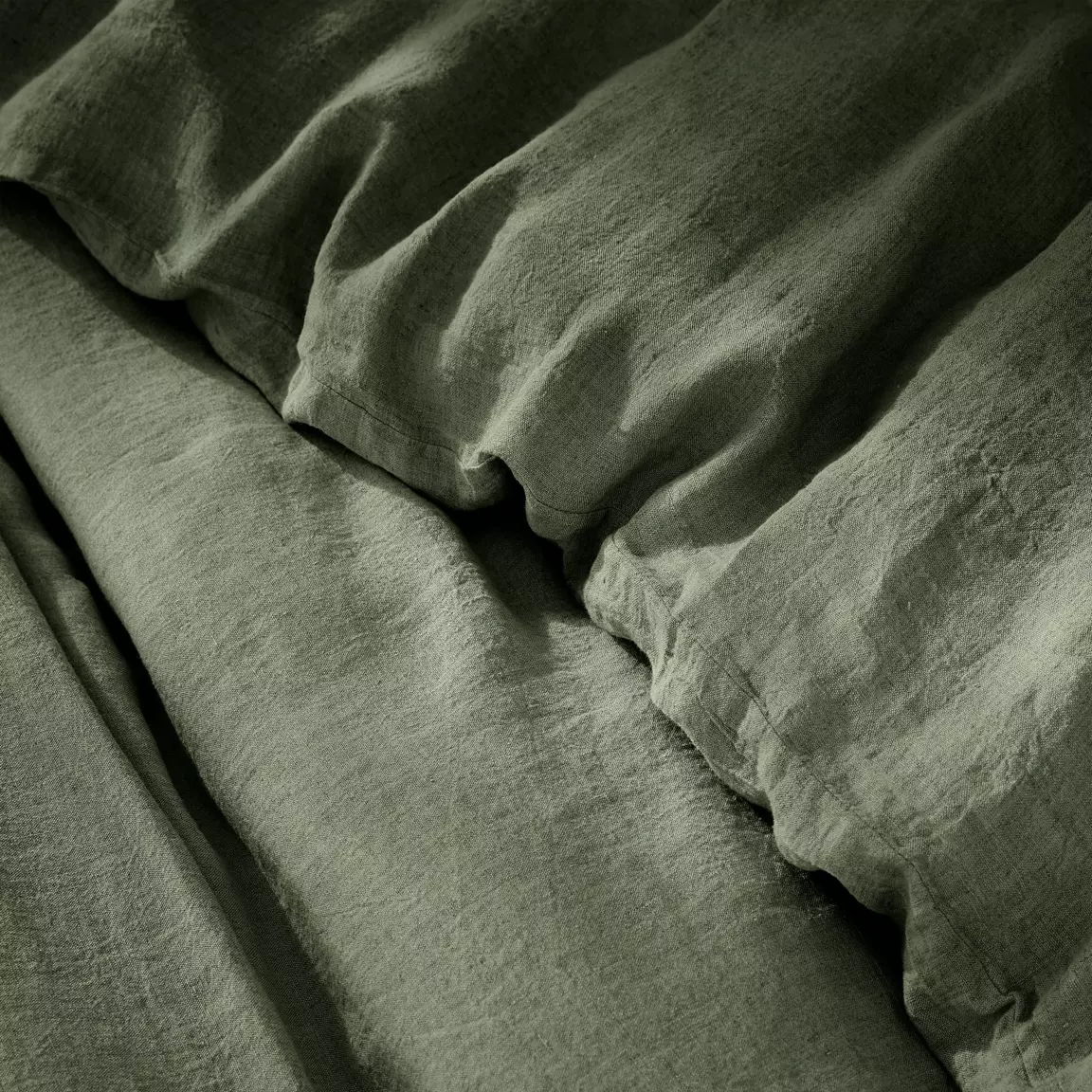 Housse de couette lin lavé (240 x 220 cm) Louise Vert romarin