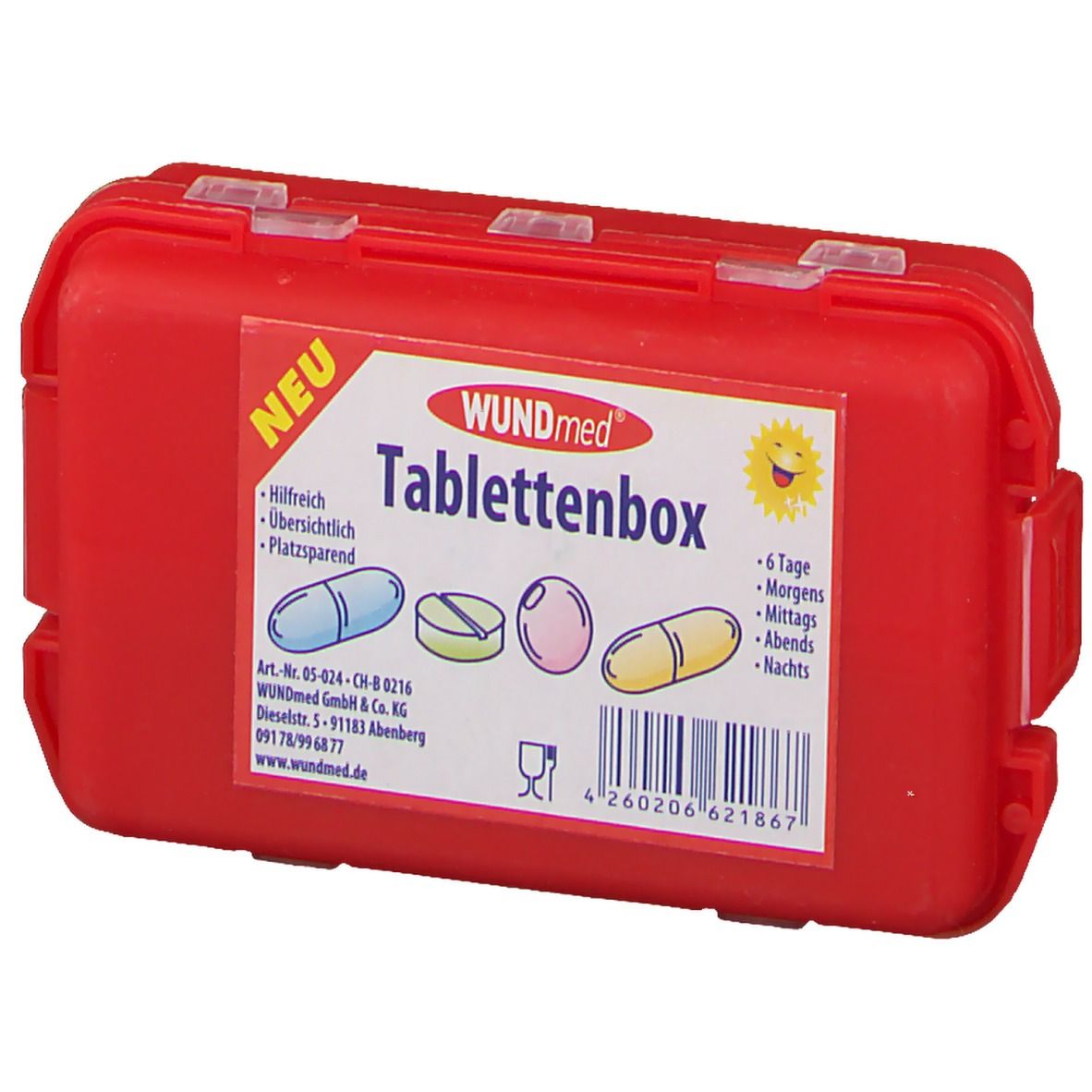 WUNDmed® Tablettenbox mit 10-Fächern (Farbe nicht wählbar)