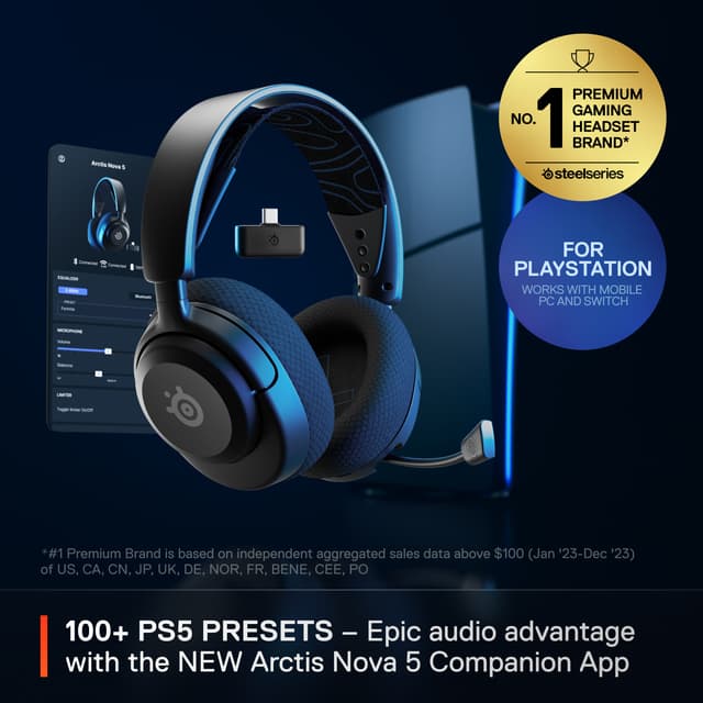 SteelSeries Arctis Nova 5 gaming headset (PS5, sort)