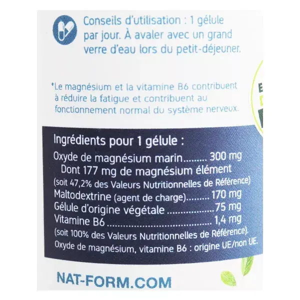 Nat & Form Expert Magnésio Marinho + Vitamina B6 80 cápsulas
