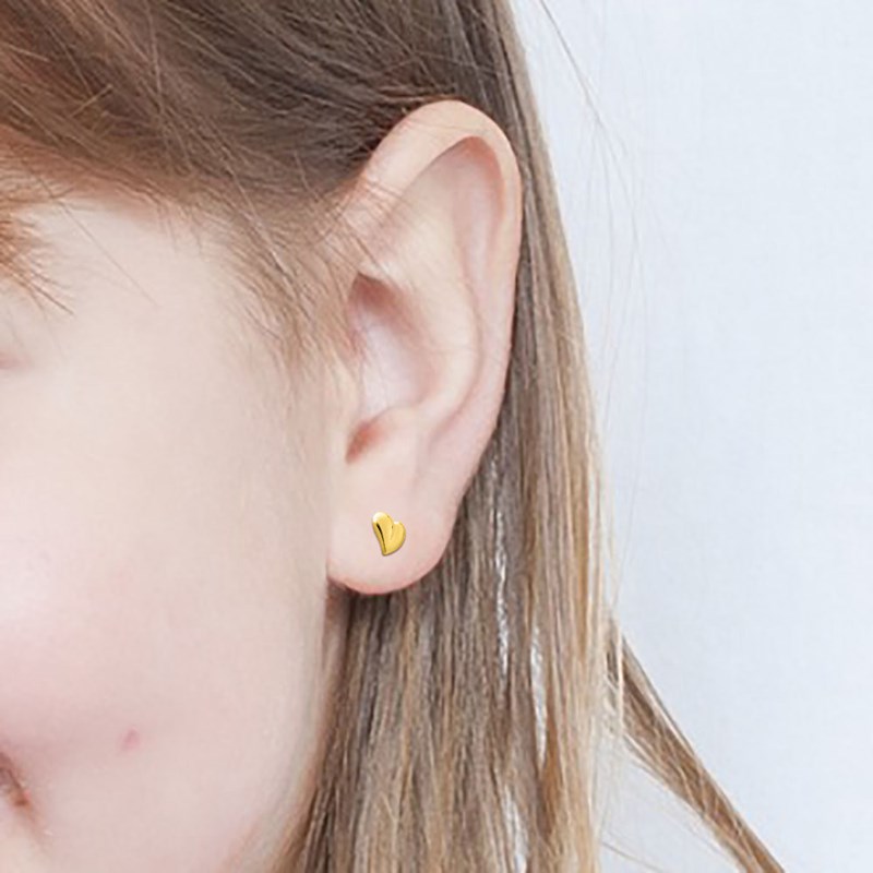 Boucles d'oreilles enfant - Or 18 Carats - coeur
