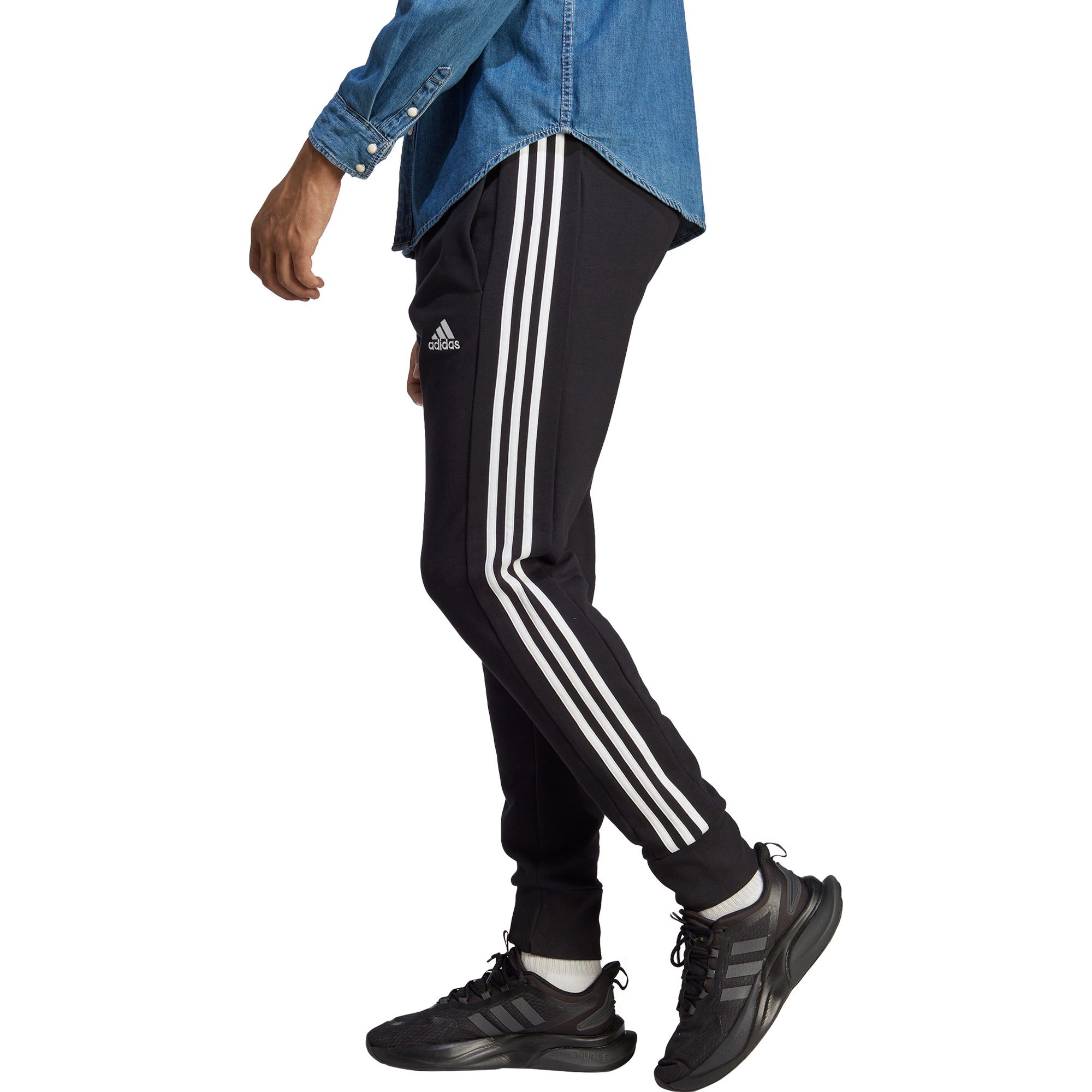 adidas Essentials French Terry Tapered Cuff 3-Streifen Jogginghose Herren schwarz