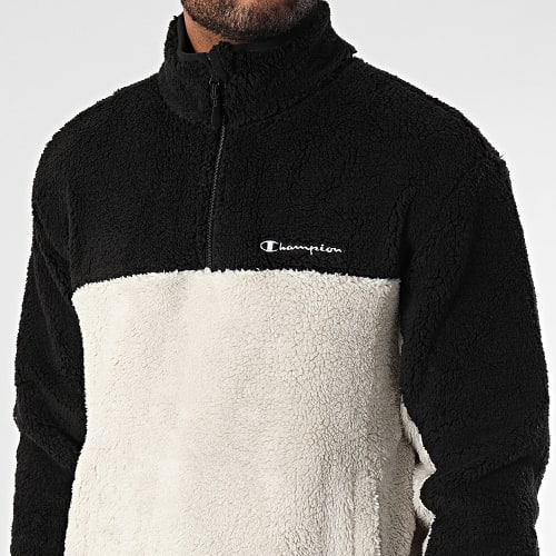Sweat Fourrure Col Montant Zippé 219442 Beige Noir