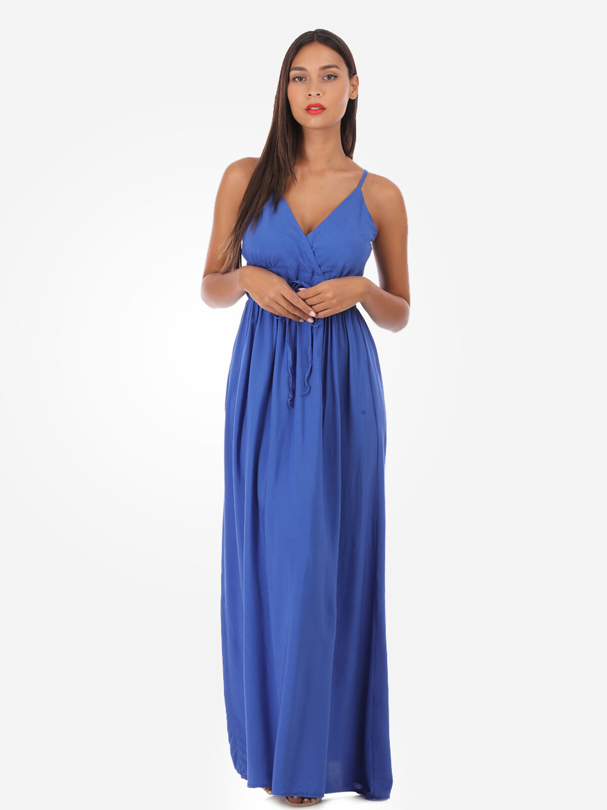 Robe longue cache coeur- Bleu