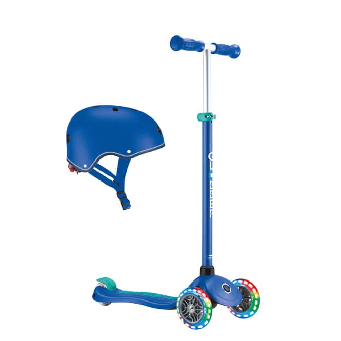 Globber - Scooter Primo Plus Lights - inkl. Helm - blau
