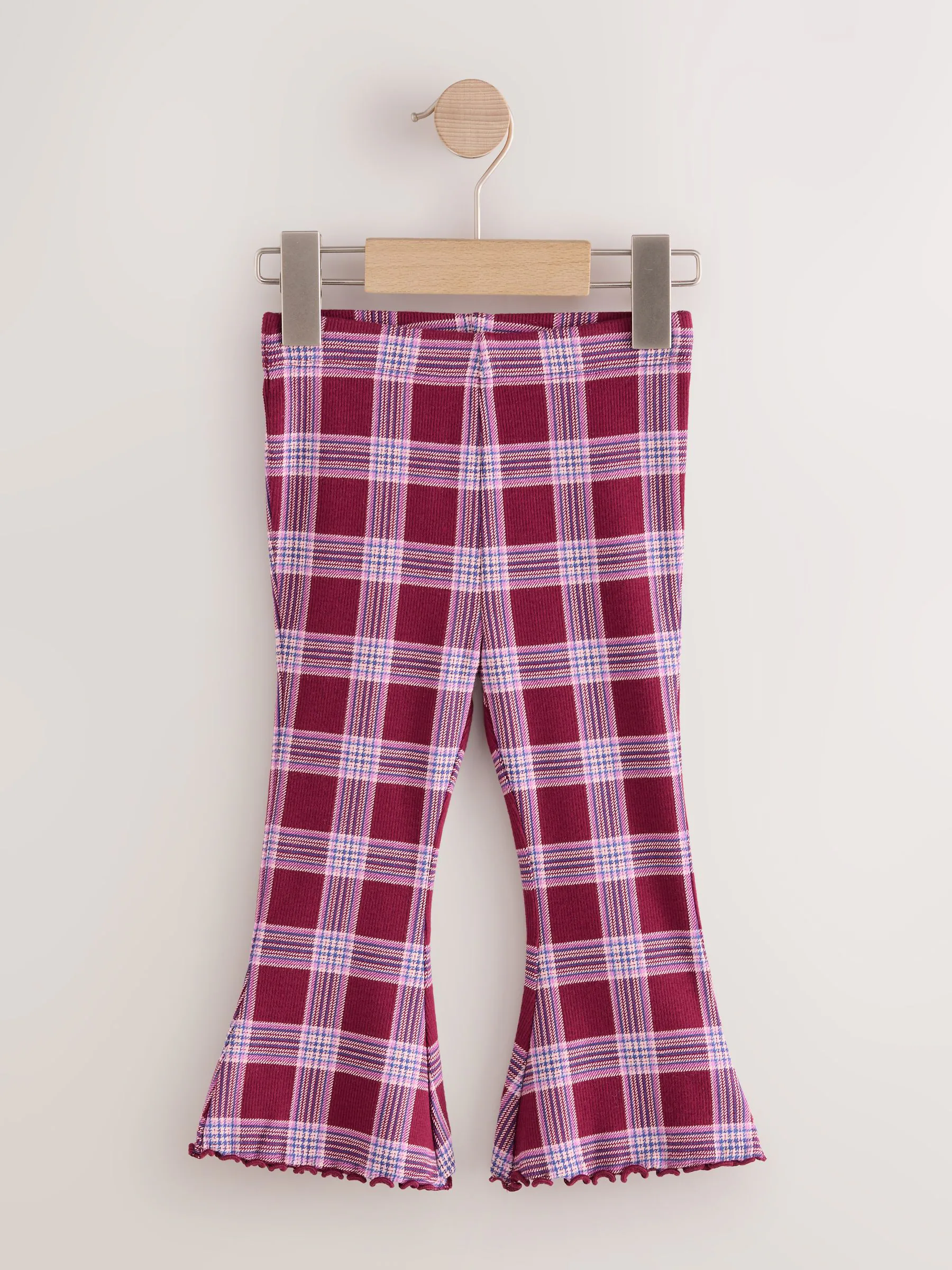 Bordeauxrood - Geribbelde flare legging (3 mnd-7 jr)