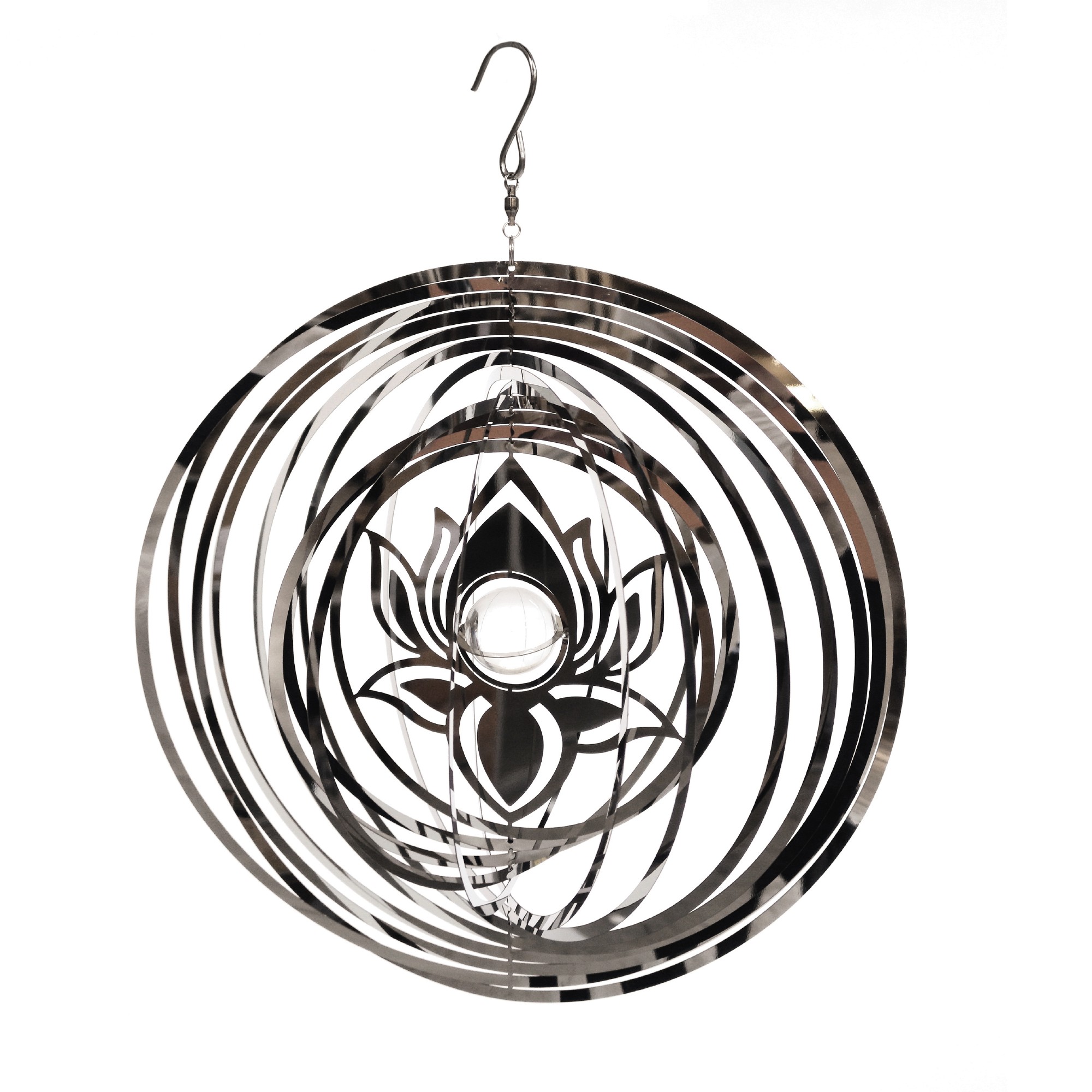 Windspiel 'Lotus' mit Glaskugel, Stahl, Ø 25 cm günstig bestellen