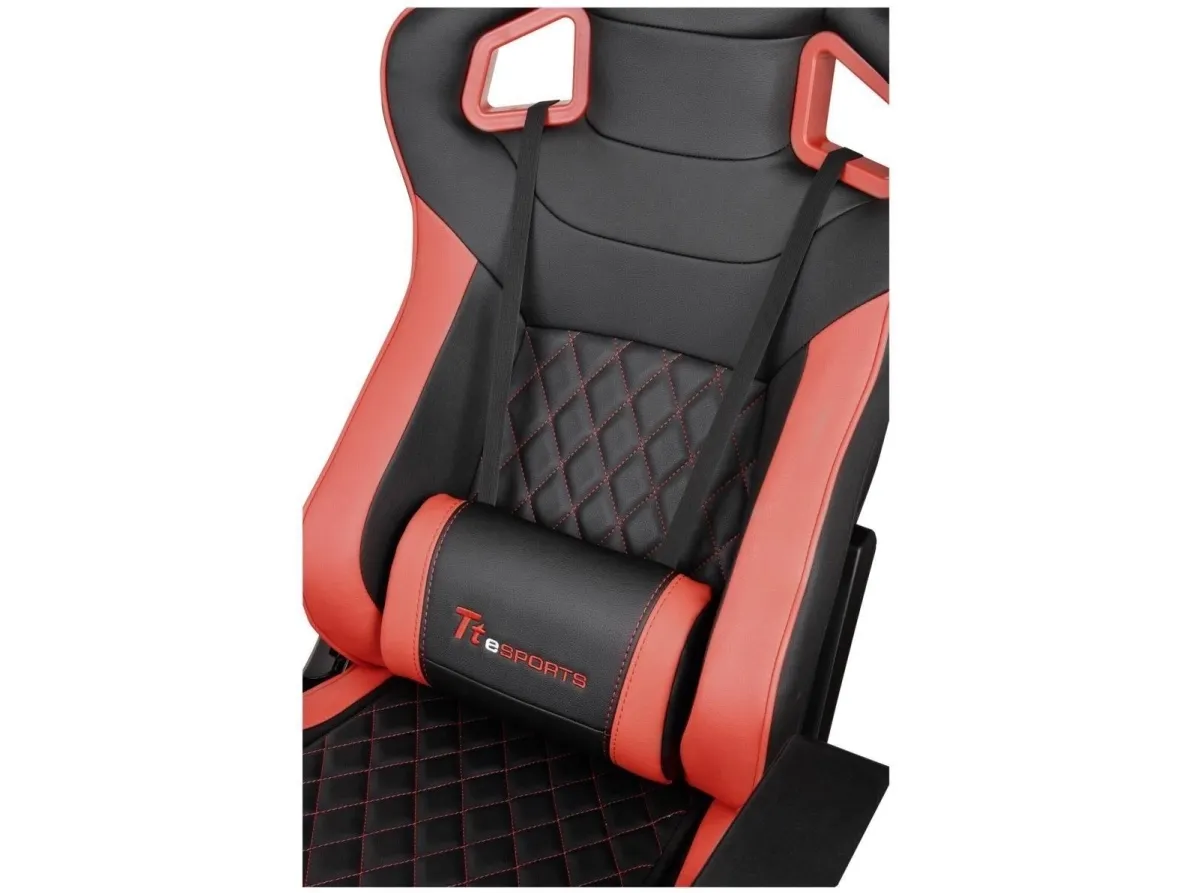 Ttesports GT-Fit 100 - Stol - armstøtter - T-formet - drejeled - aluminium, PVC, stål, kunstig læder, high-density skum - sort, rød