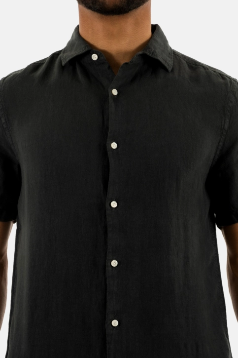 Chemise manches courtes superdry studios casual linen afb washed black