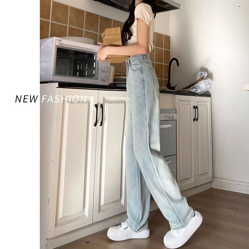 Okalpis - Hoge taille wijde jeans
