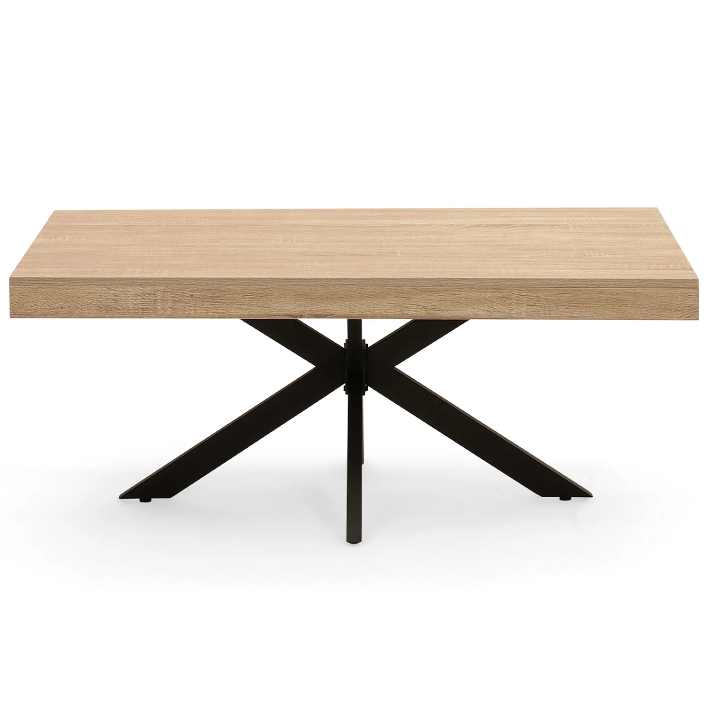 Table basse rectangulaire ALIX 110 cm pied araignée bois et noir