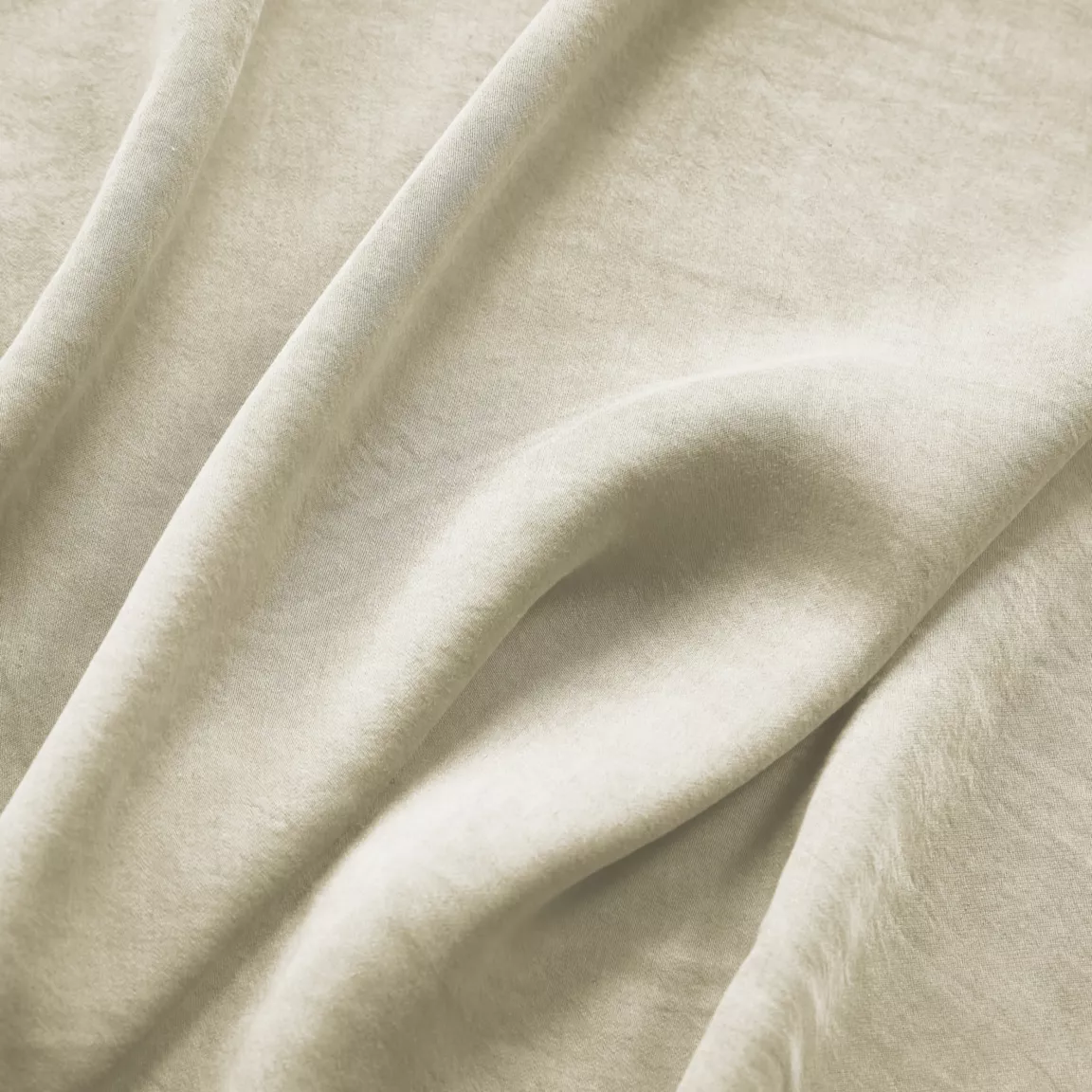 Drap housse lyocell Tencel™ lavé (180 x 200 cm) Olivia Beige pampa
