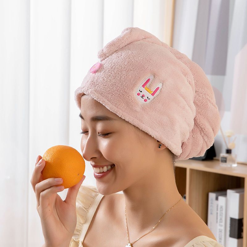 Honeyfluff - Geborduurde handdoek van koraalfleece voor het drogen van haar