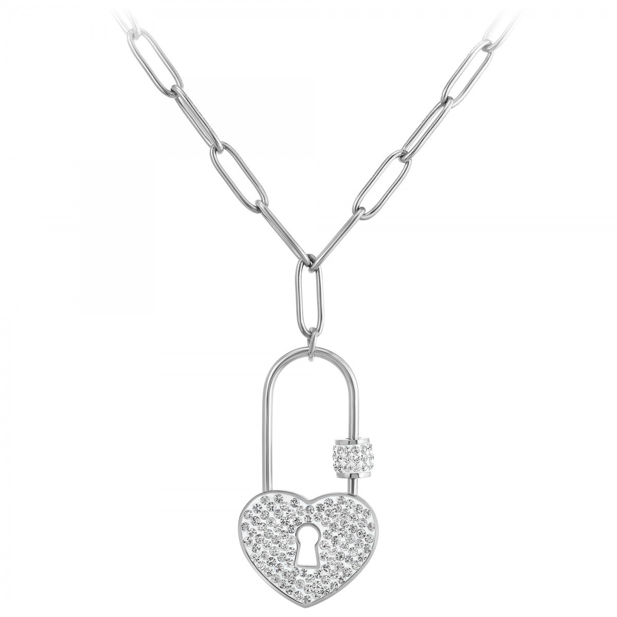 Collier cadenas coeur SC Crystal orné de Cristaux scintillants