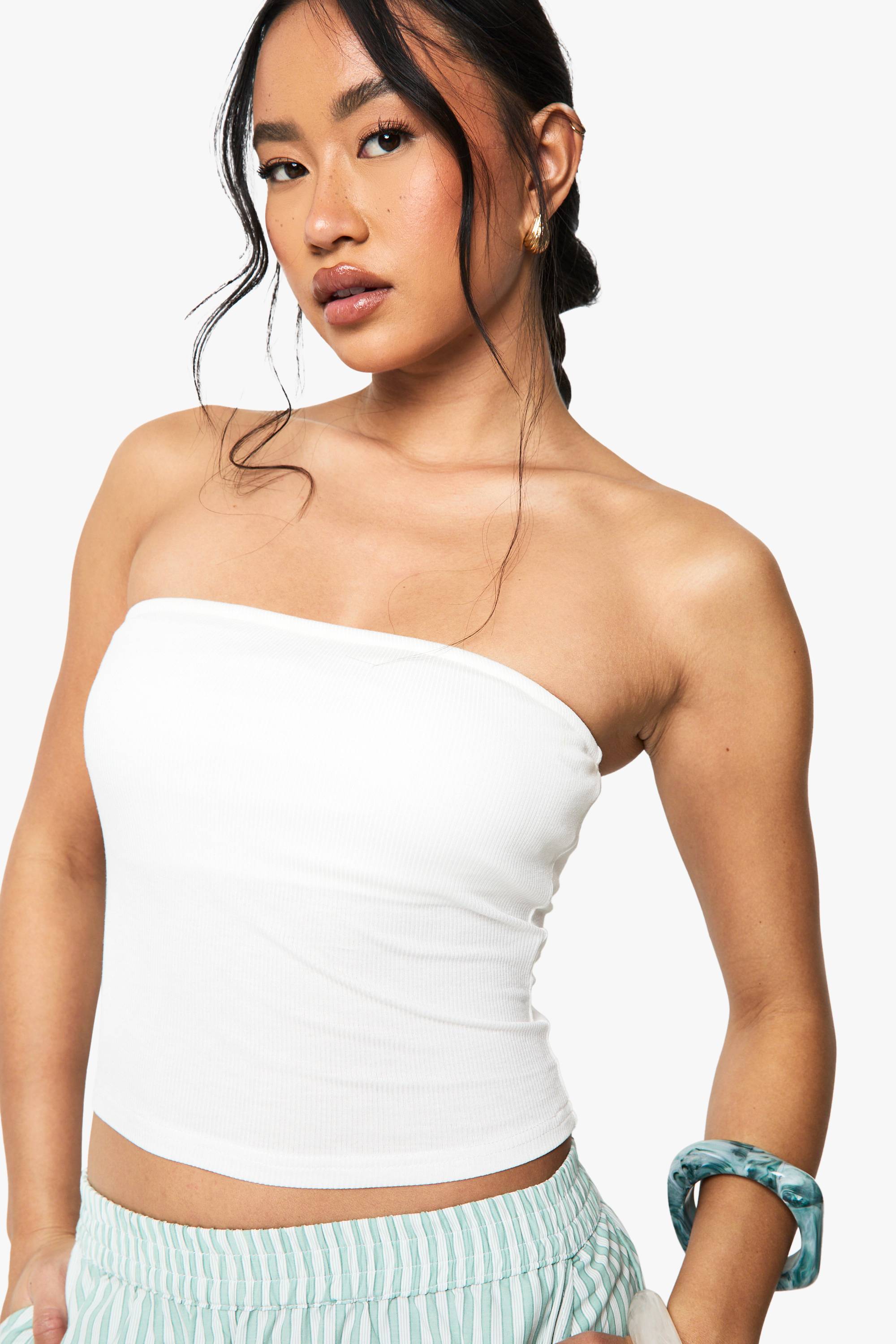 boohoo Top bandeau à nervures douces rembourré intégré