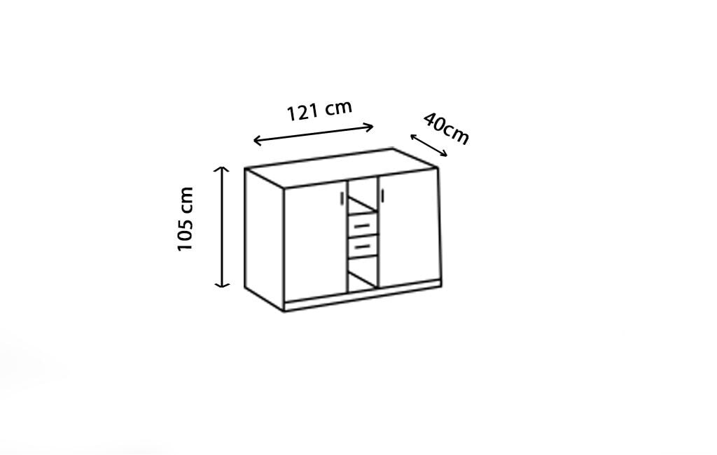 Highboard Cindy2 Weiß/Rosa 122x105x40 cm