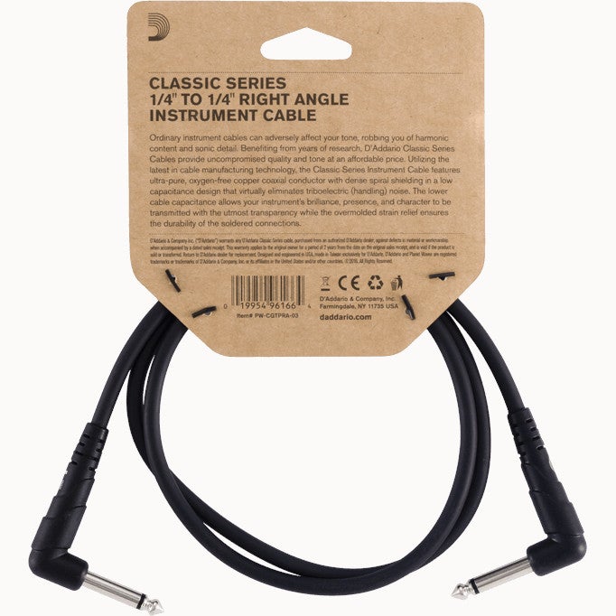 D'Addario PW-CGTPRA-03 Classic Series Patch Cable haaks 90 cm