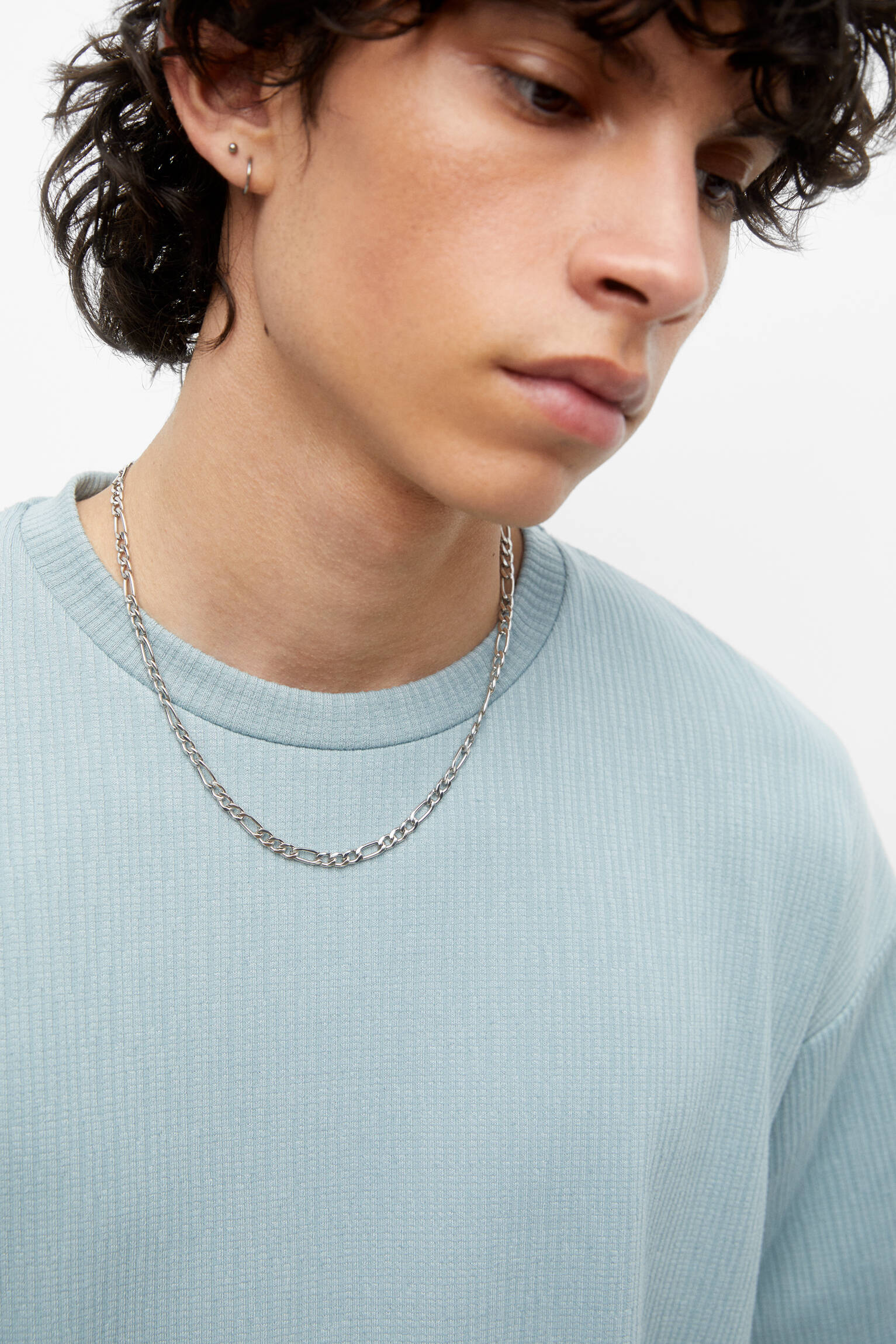 CAMISETA DE MOLETOM COM CORTE QUADRADO - AZUL ACINZENTADO