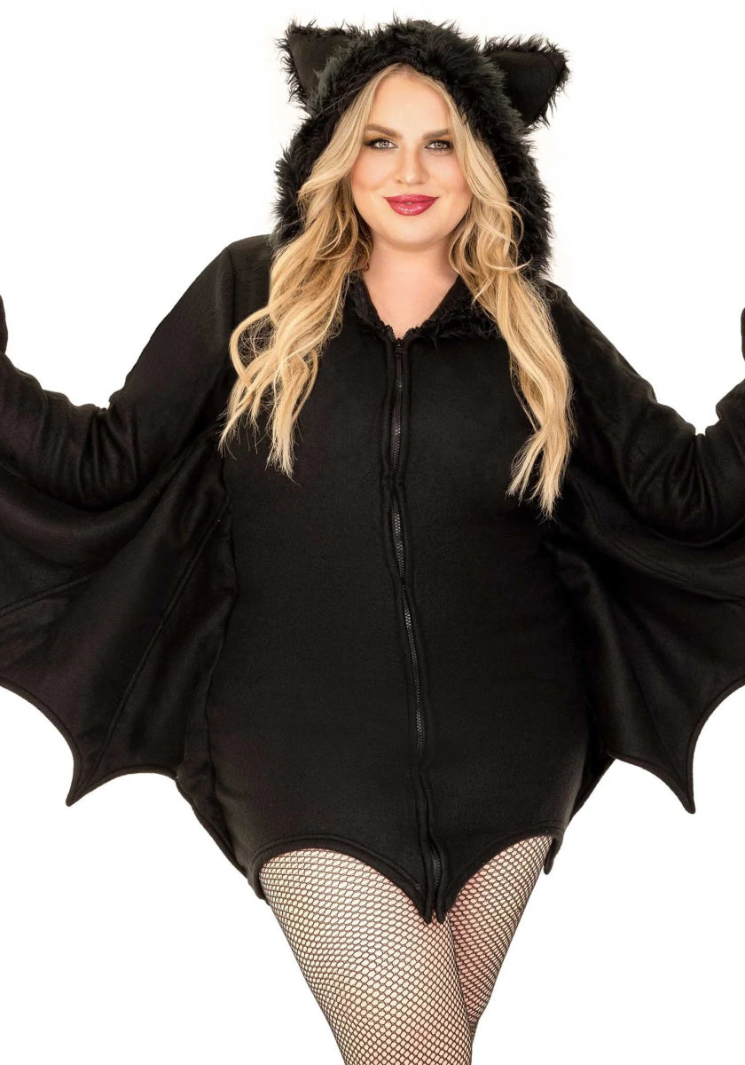 Vleermuis Jurk Zwart Dames Plus Size Leg Avenue
