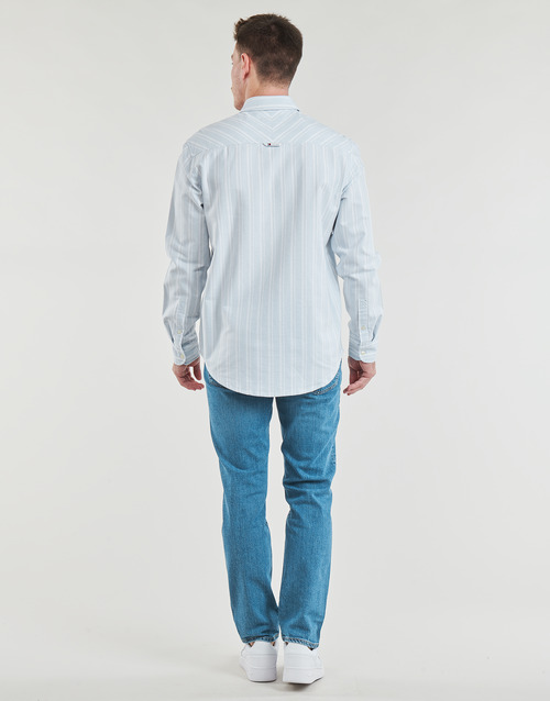 Tommy Jeans - TJM REG OXFORD STRIPESHIRT Blanco / Azul