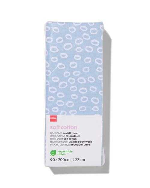drap-housse enfant coton doux 90x200 bleu avec des bulles
