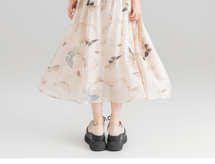 Keiko Girl - Mouwloze mini-A-lijnjurk met vlinderprint / maxi-jurk