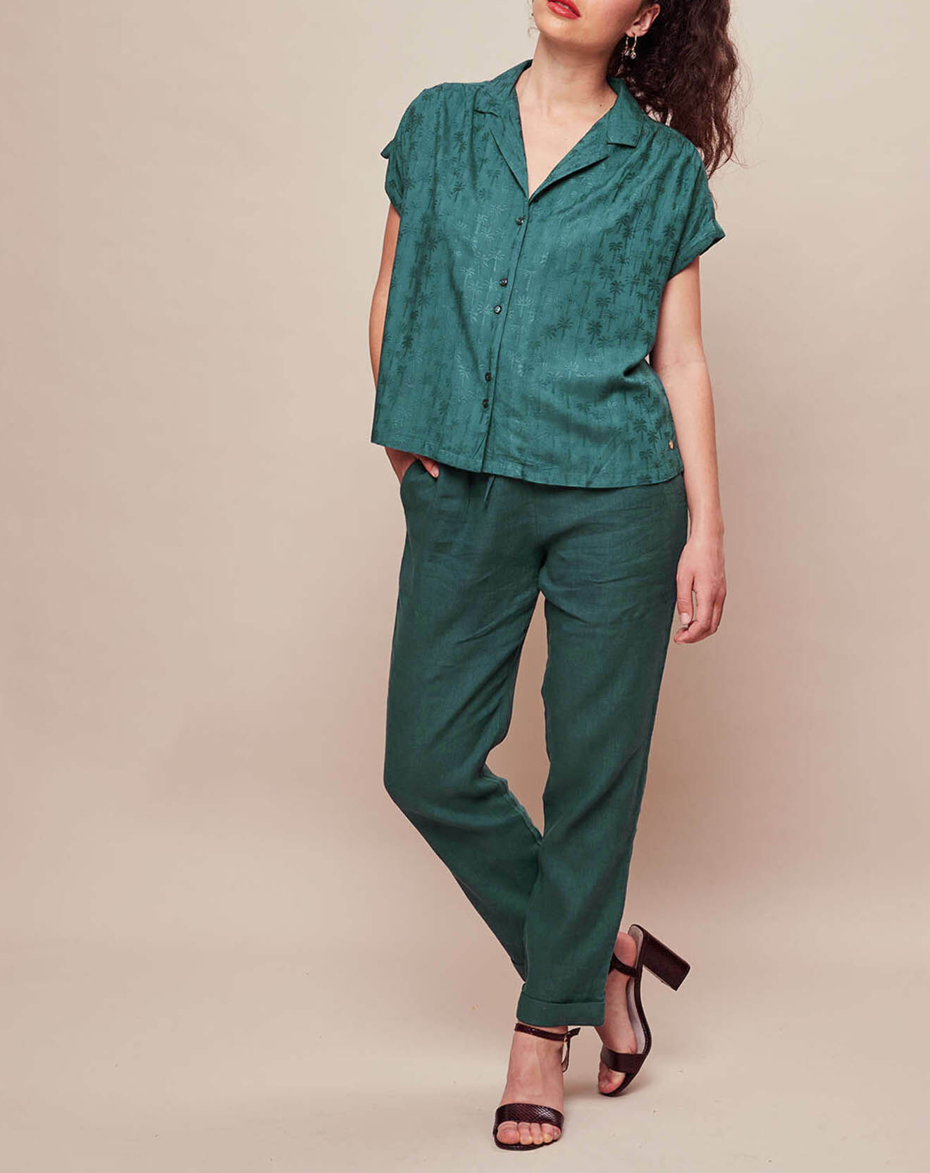 Harris Wilson Blouse Dinais imprimée palmiers paon