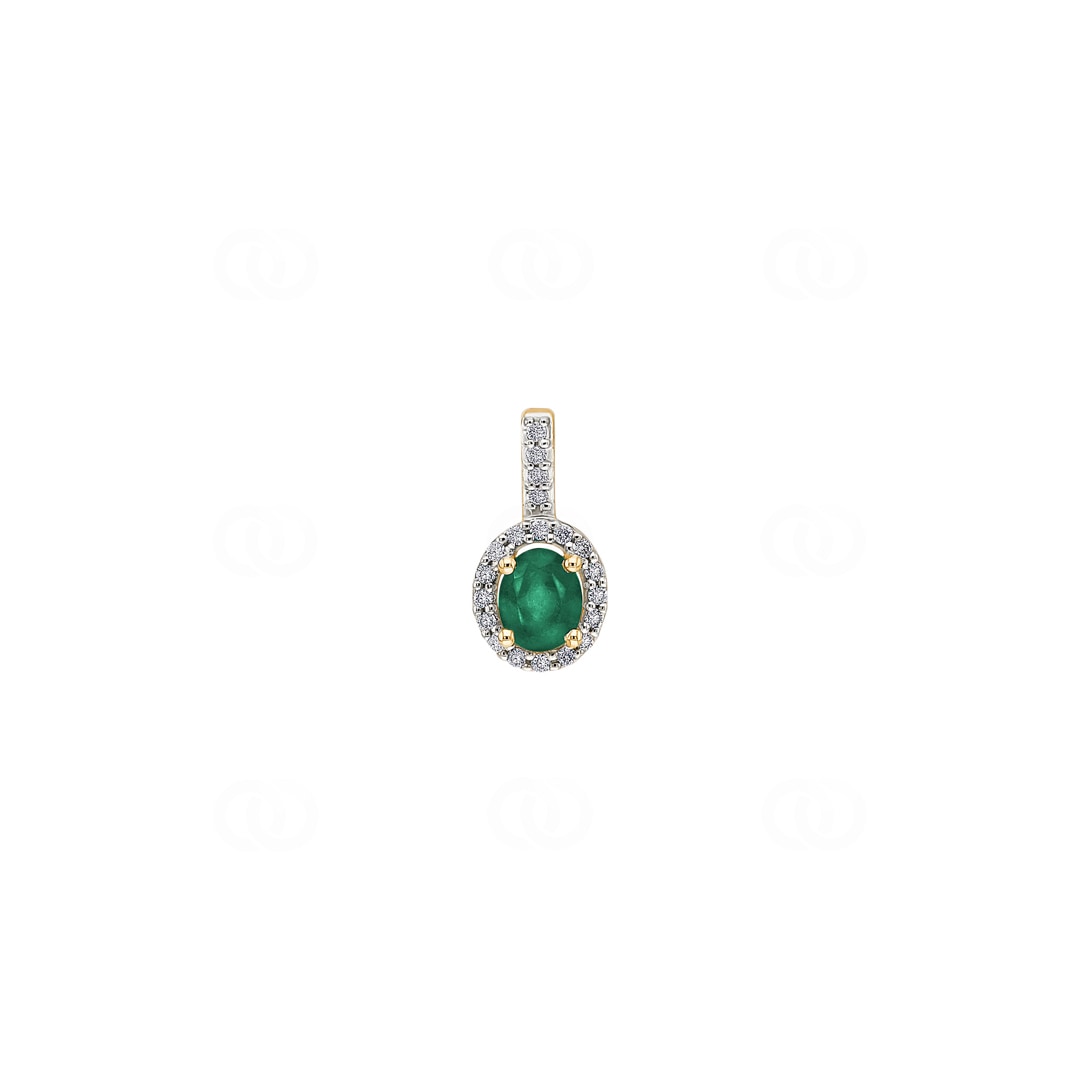 Anhänger 750/18 K Gelbgold mit Smaragd oval und Diamanten 0.08 ct H/si