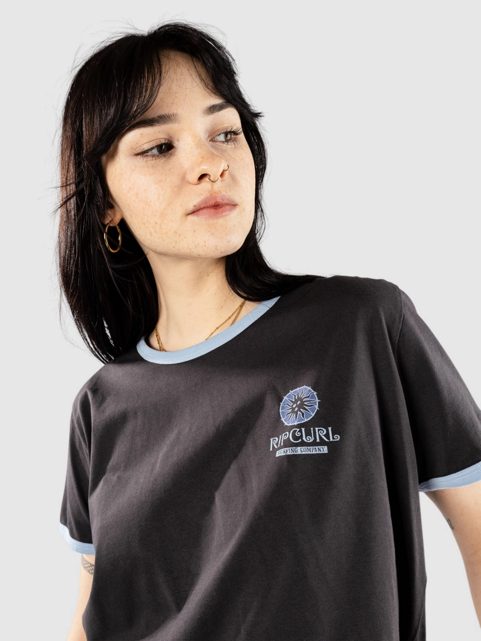 Rip Curl San Carlos Ringer T-Shirt washed black