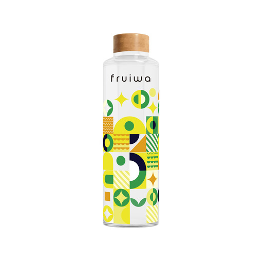 Botella De Vidrio Fruiwa “Amarelo Geométrico” 500ml