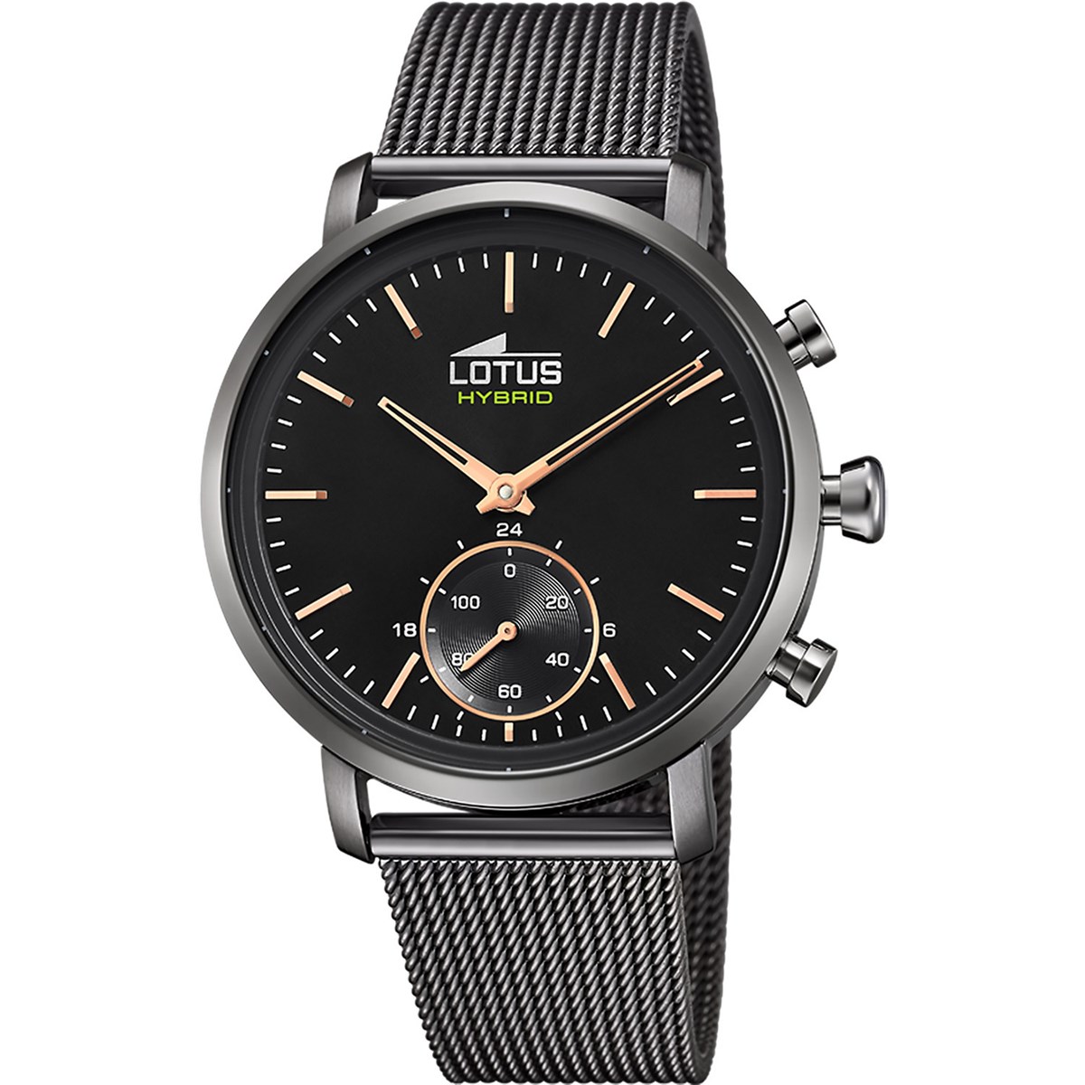 Montre Lotus connectée acier milanais noir