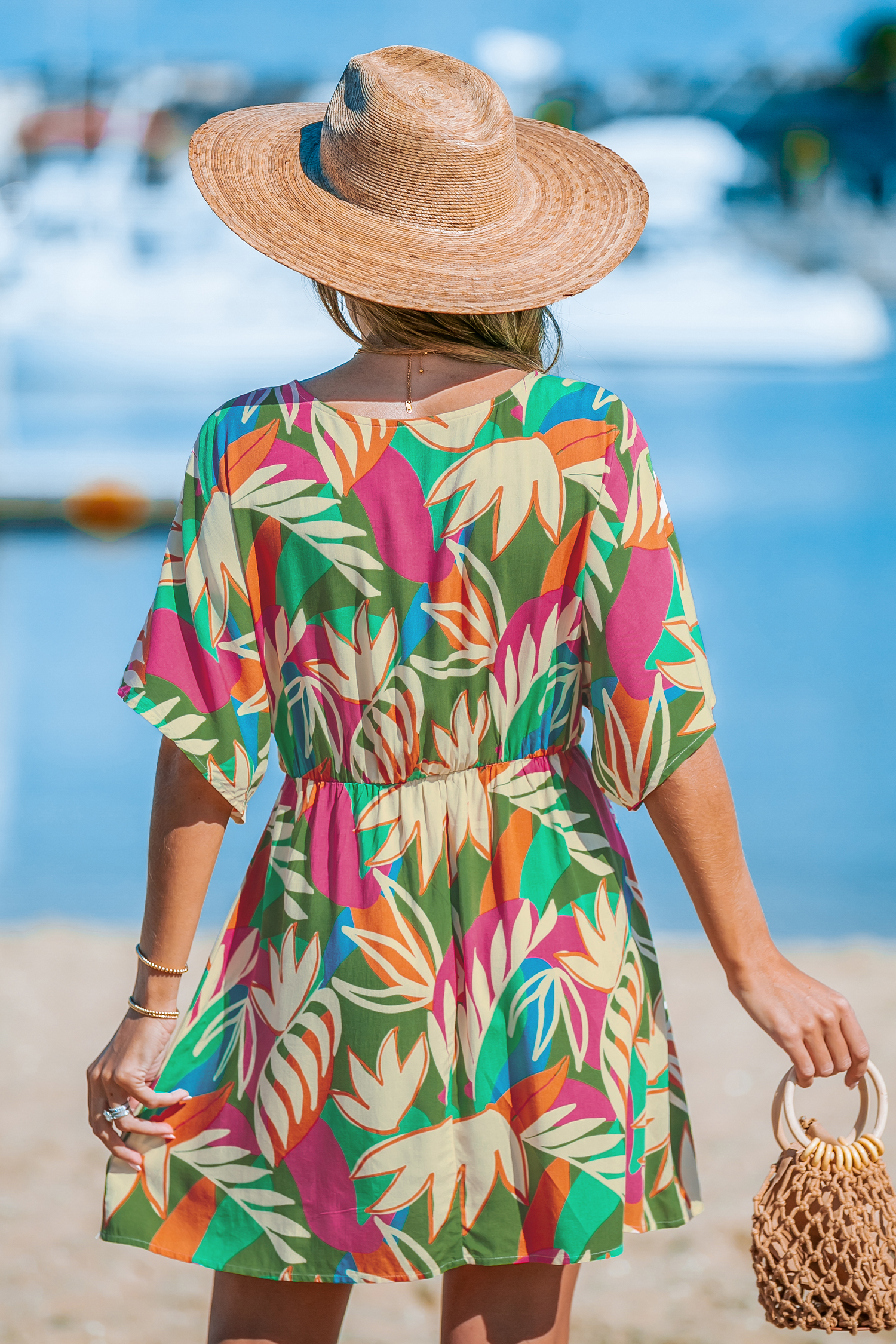 Robe cover up à col plongeant avec joint torique