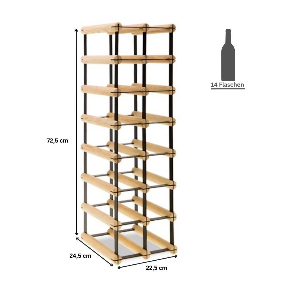 PROREGAL Modulair Wijnrek Vinotega Mod Metaal HxBxD 72,5 x 22,5 x 24,5 cm 2 x 7 Flessen Massief grenenhout Bruin Geolied