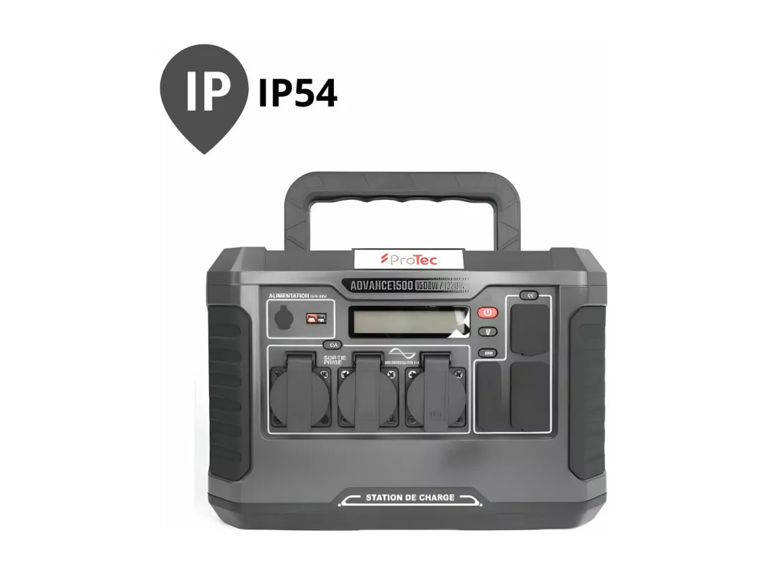 Station d'énergie portable Advance 1500 - Générateur électrique - 1328Wh/1500W - Sortie AC - Noir - Protec