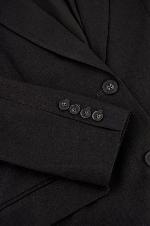 Donkergrijze blazer met zakken & knopen