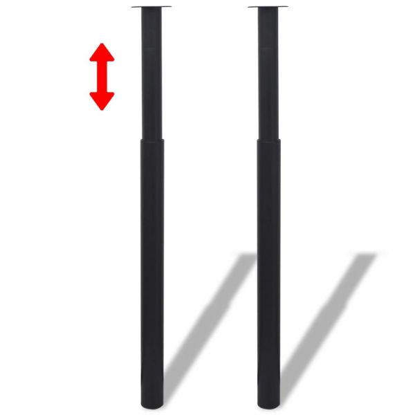 2 Pernas de Mesa Telescópicas, Preto 710 mm-1100 mm - 242153