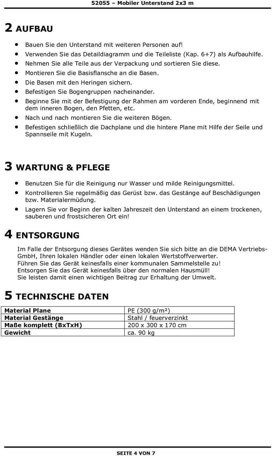 DEMA Weidezelt 2x3m – mobiler Unterstand, Überdachung 1,7m hoch, robust & wetterfest, ideal für Schafe, Ziegen, Brennholz & Weide, schnell aufstellbar & transportabel