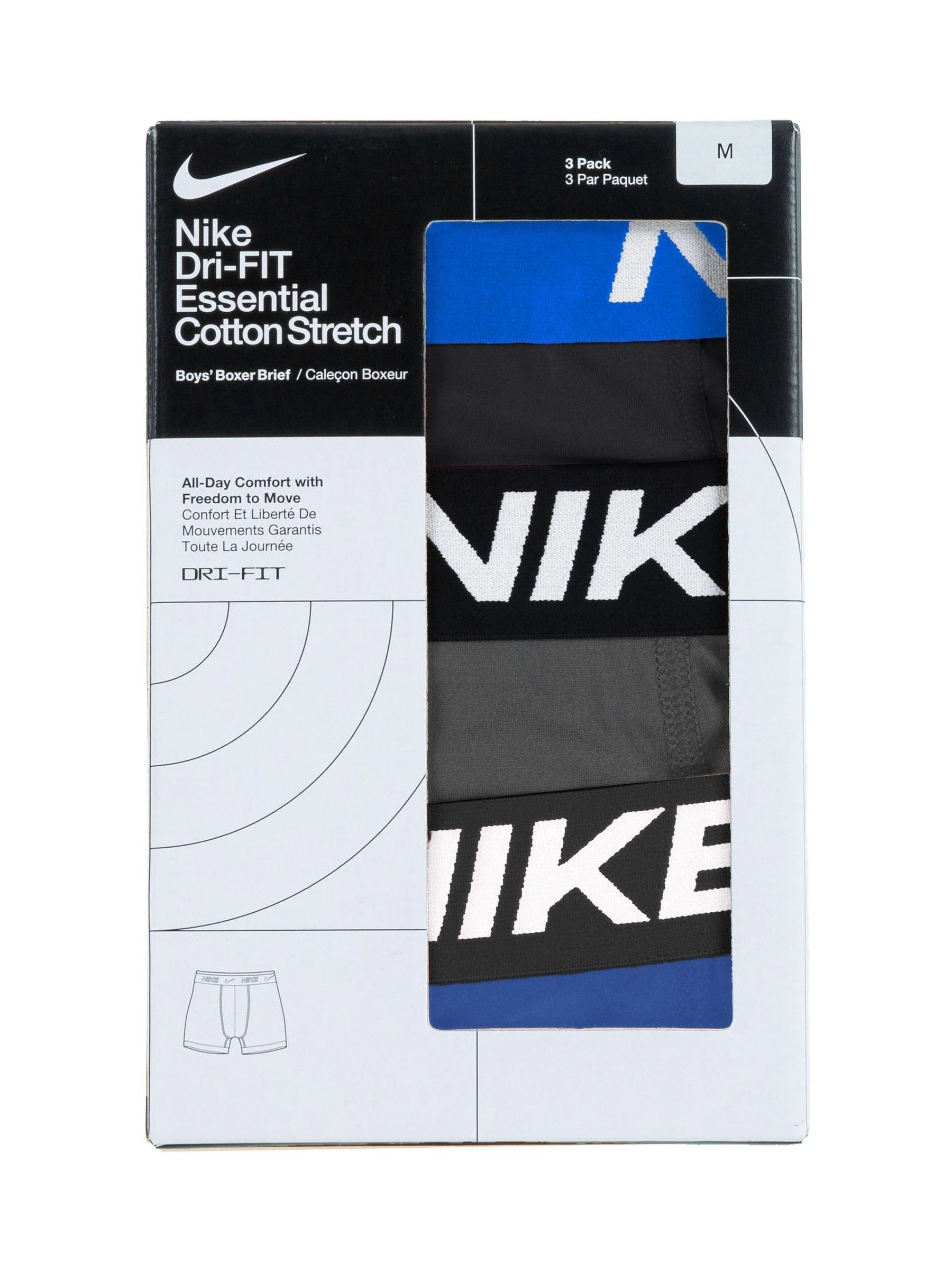 Zwart/Blauw - Nike - 3 Boxershorts voor jongens